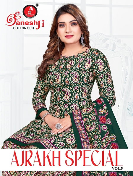Ajrakh Special Vol 5 By Ganeshji Cotton Printed Online Dress Material Wholesale